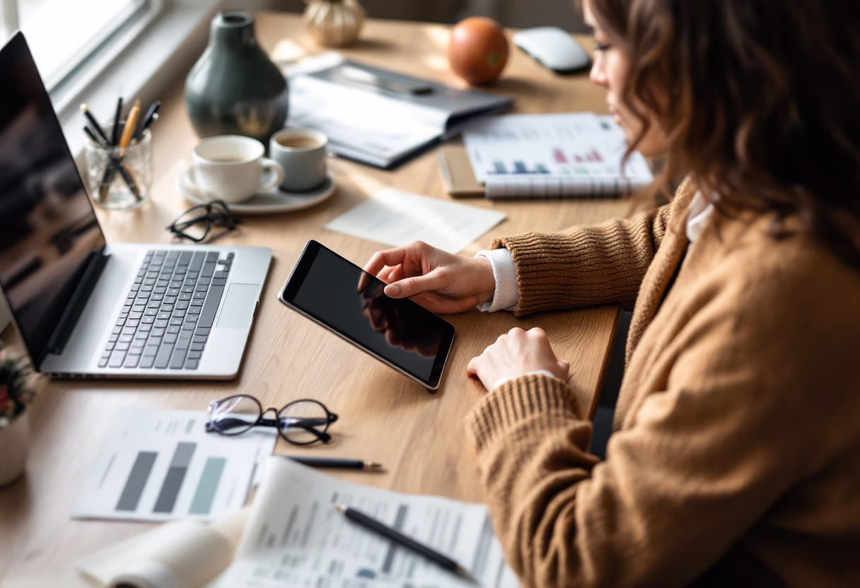 image of financial reports being reviewed